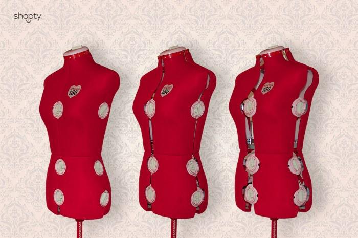 Shopty Manichino sartoriale regolabile DF150 Singer Red - Busto da sarta Small Medium Taglie 40/42 44 46 48 Moda