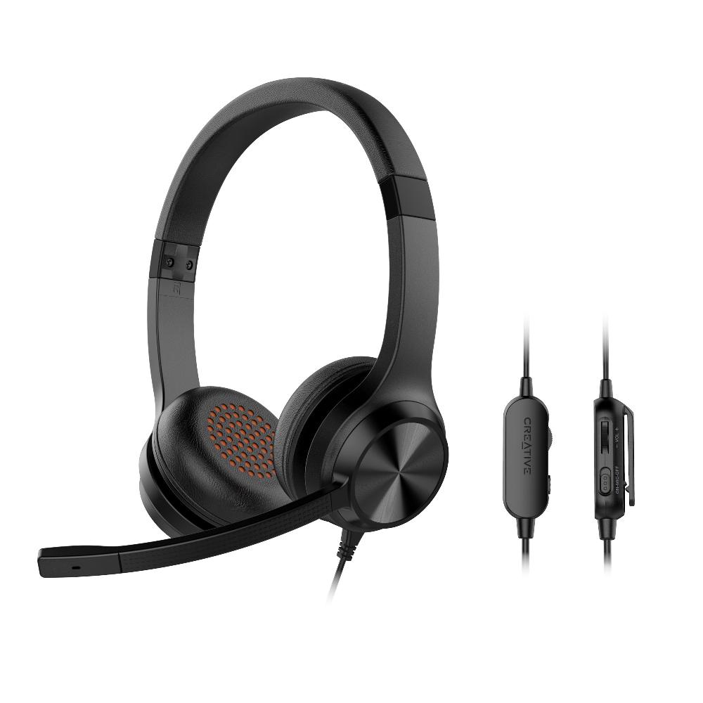 Creative Chat Cuffie on-ear stereo da 3 5mm con microfono a condensatore antirumore e telecomando a filo Sottocosto