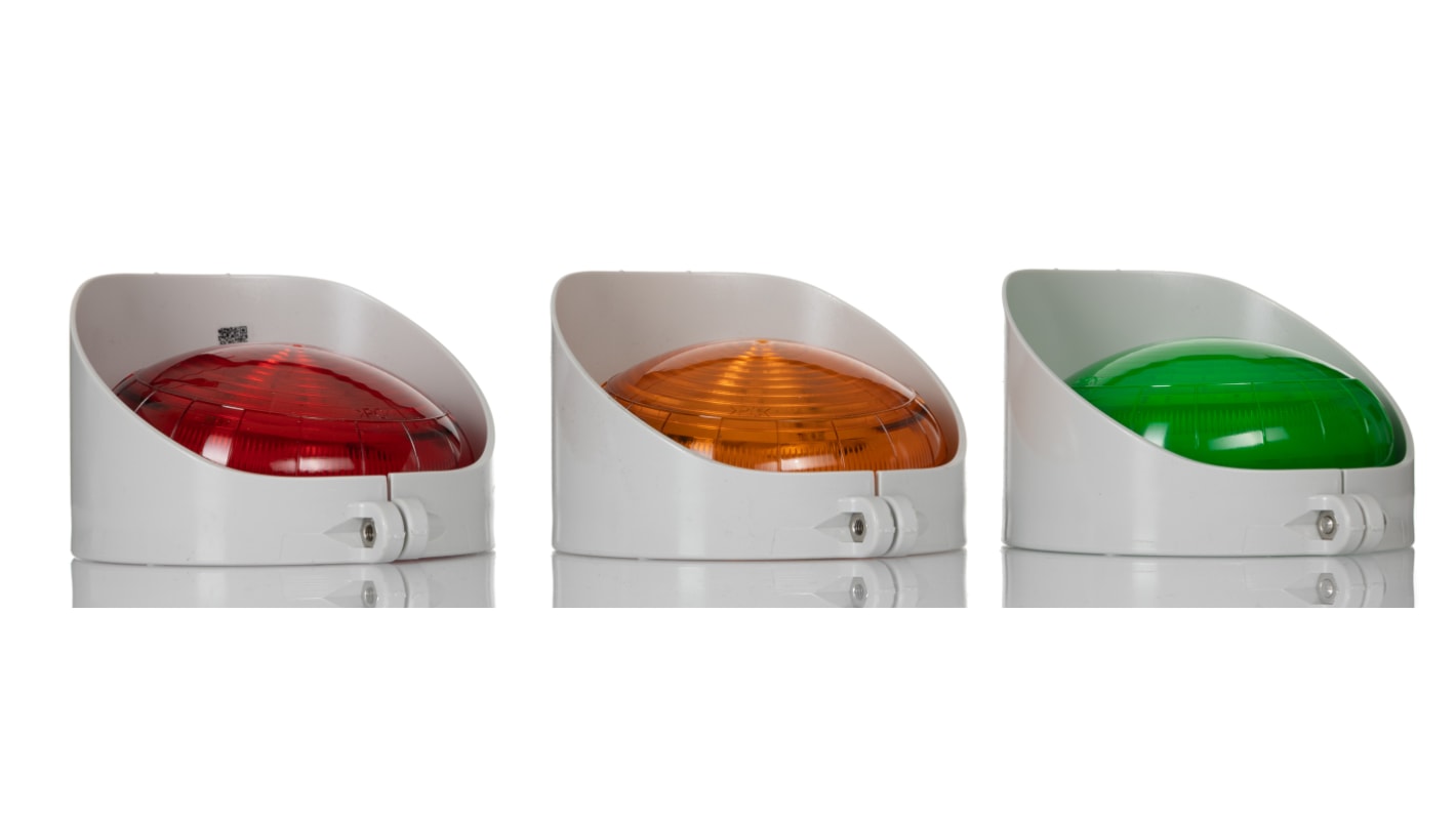 Rs-Online Semaforo LED RS PRO 12 → 24 V c.a./c.c. LED 3 elementi lenti lenti Ambra Verde Rosso con Nessuno Convenienza