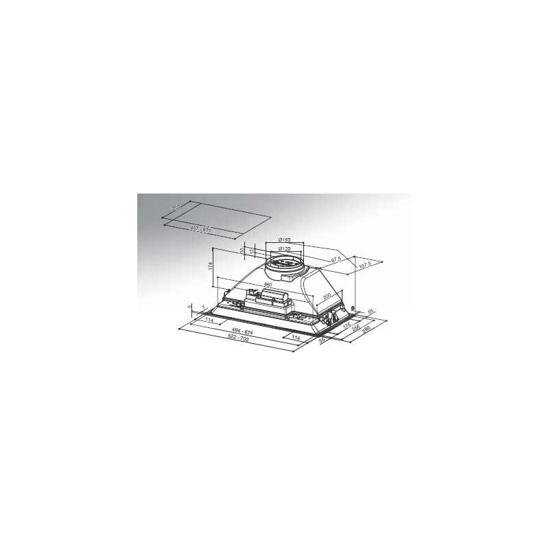 FABER 305.0602.041 cappa aspirante ad incasso INKA SMART C/33 LG A70 300 m³/h classe d grigio chiaro Prezzo Ridotto