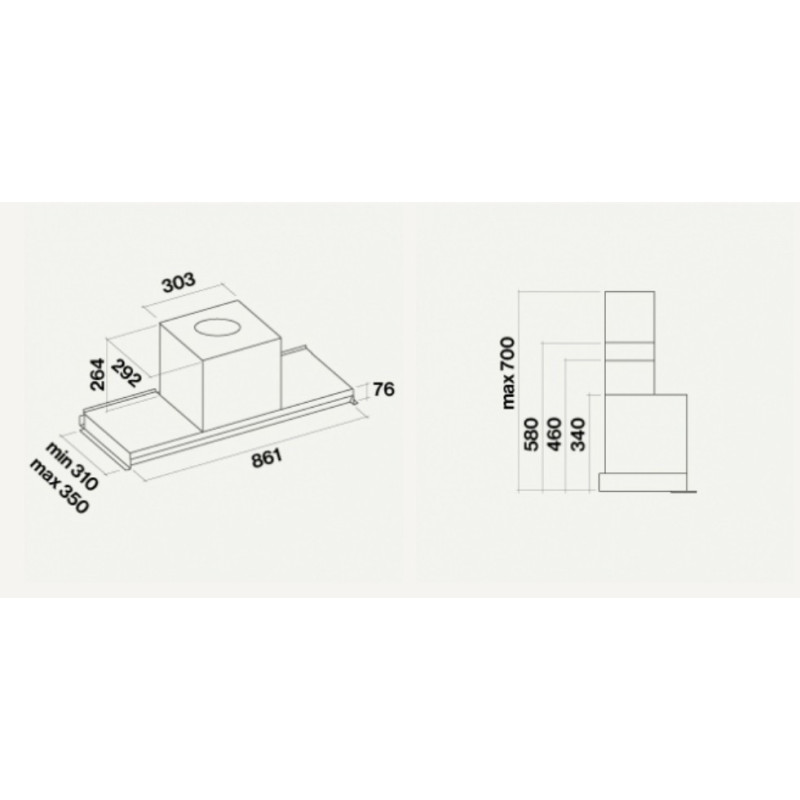Falmec Virgola No-Drop Integrato Acciaio inox 800 m³/h B Pezzi Unici