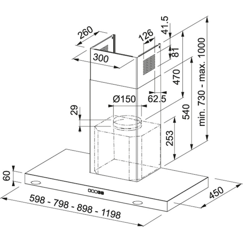 Franke Tale 1215 W XS Cappa aspirante a parete Acciaio inox 700 m³/h A++ Spedizione Gratuita