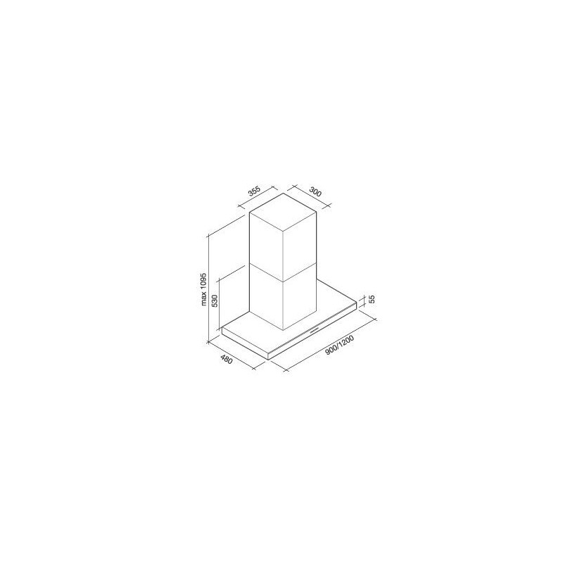 Falmec Lumina NRS Cappa aspirante a parete Nero Acciaio inox 800 m³/h B Nuovo