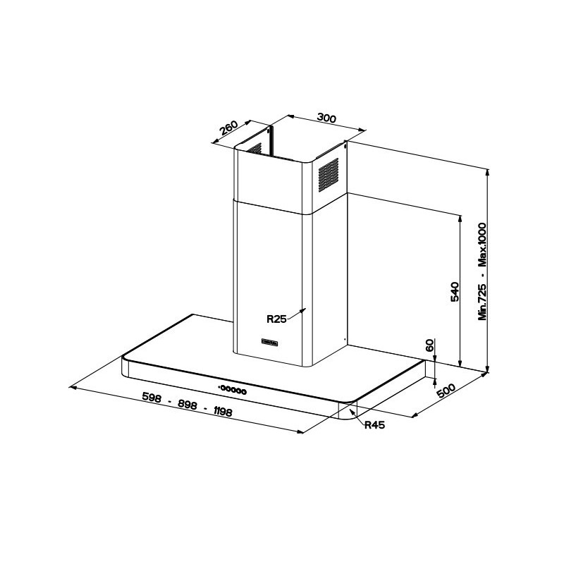 FABER S.p.A. T-Light Inox A90 Evo Cappa aspirante a parete Acciaio inox 690 m³/h 2025