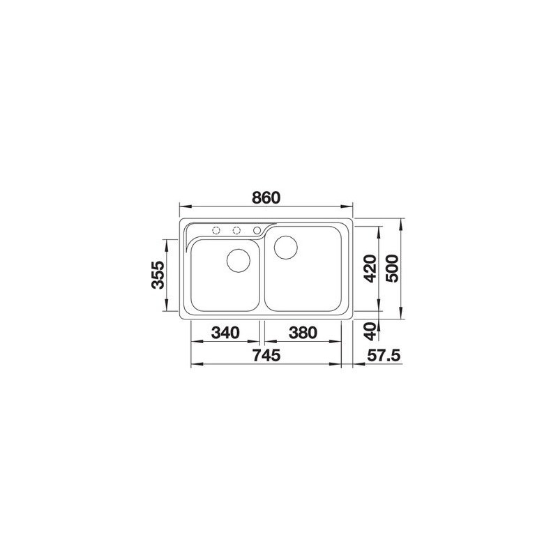 Blanco NOVA 8 1217075 Lavello incasso 86 x 50 cm Silgranit 2 Vasche - Avana RG Sconto di tempo limitato