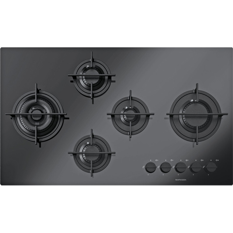 Barazza 1PMD95N piano cottura Nero Da incasso 90 cm Gas 5 Fornello(i) In Linea