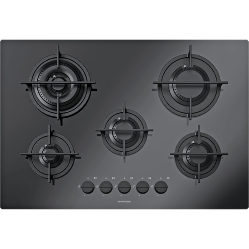 Barazza 1PMD70N piano cottura Nero Da incasso 75 cm Gas 5 Fornello(i) Nuovo