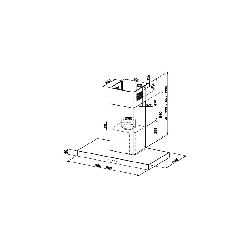 FABER S.p.A. Stilo Glass Smart A90 Cappa aspirante a parete Acciaio inox 690 m³/h B Promozione