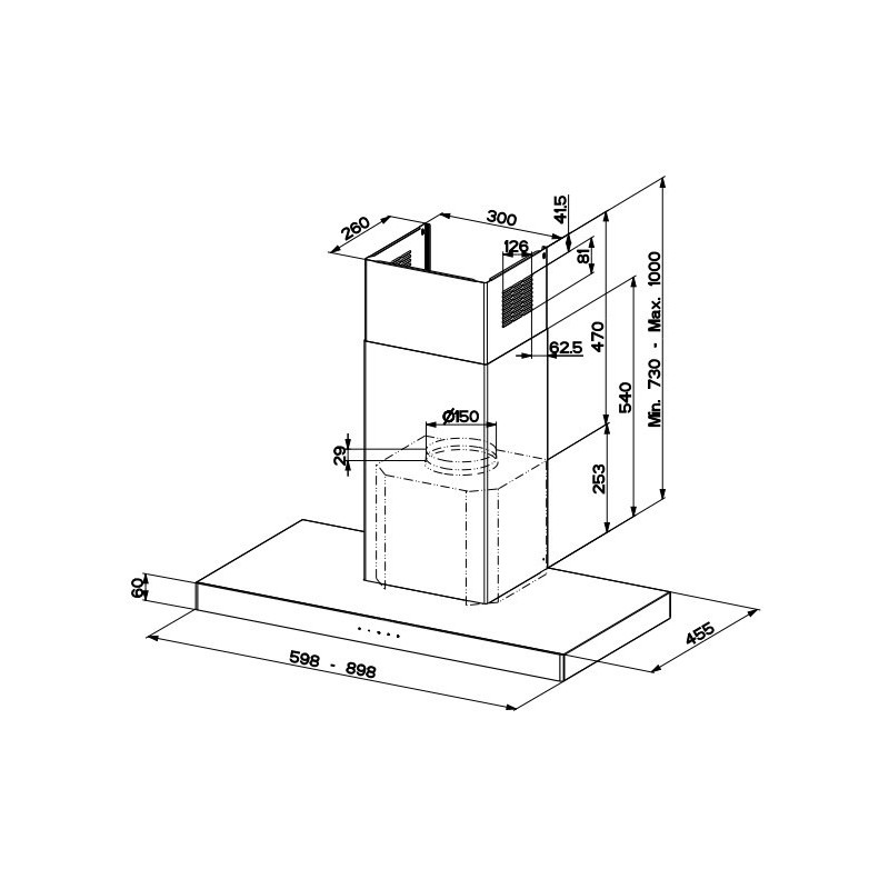 FABER S.p.A. Stilo Glass Smart A60 Cappa aspirante a parete Acciaio inox 690 m³/h B Spedizione Gratuita