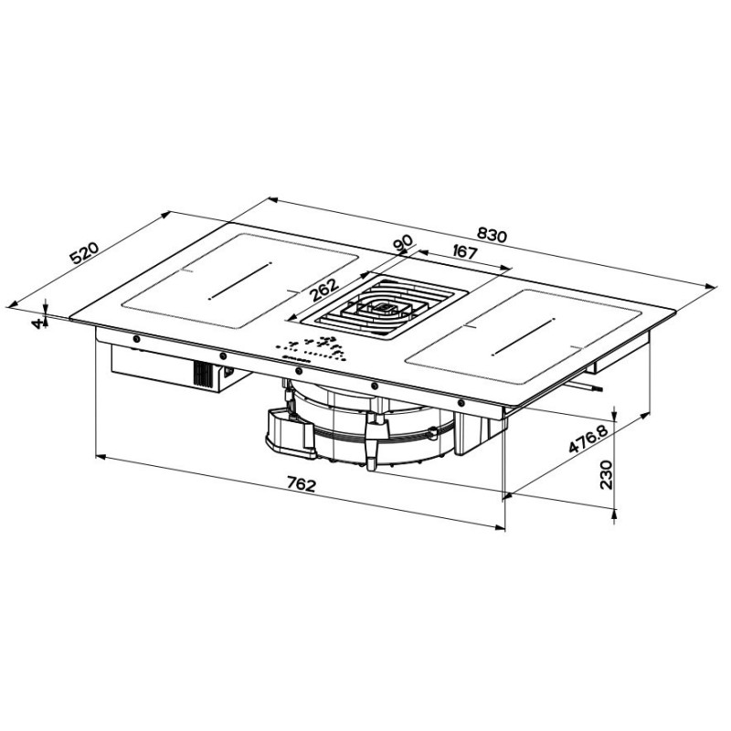FABER S.p.A. Hob Galileo Smart BK Glass A830 Nero Da incasso 83 cm Piano cottura a induzione 4 Fornello(i) Qualità Garantita