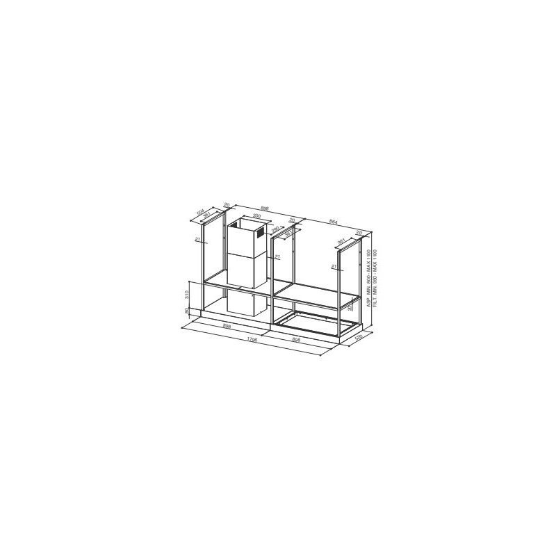 FABER S.p.A. T-Shelf EV8 Titanium Matt A180 Cappa aspirante a isola Titanio 700 m³/h C Novità