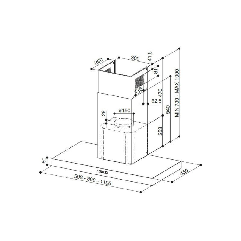 FABER S.p.A. Stilo Comfort X A60 Cappa aspirante a parete Acciaio inox 690 m³/h B Offerta