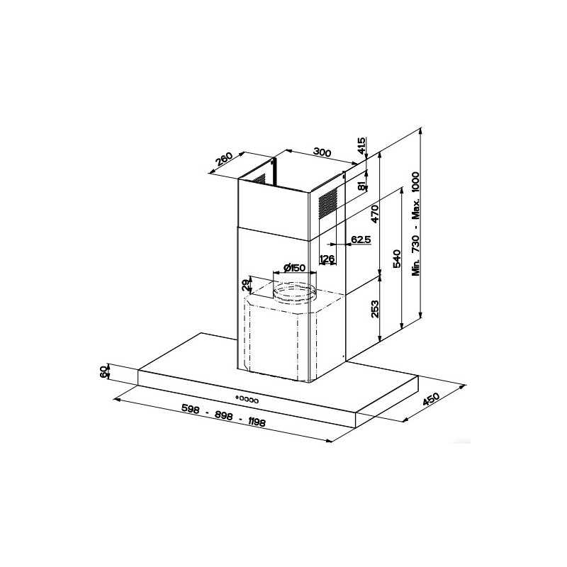 FABER S.p.A. Stilo Comfort BK Matt A120 Cappa aspirante a parete Nero 690 m³/h B Outlet