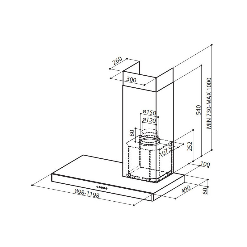 FABER S.p.A. Stilo SRM DX/SP A90 Cappa aspirante a parete Acciaio inox 435 m³/h D Moda
