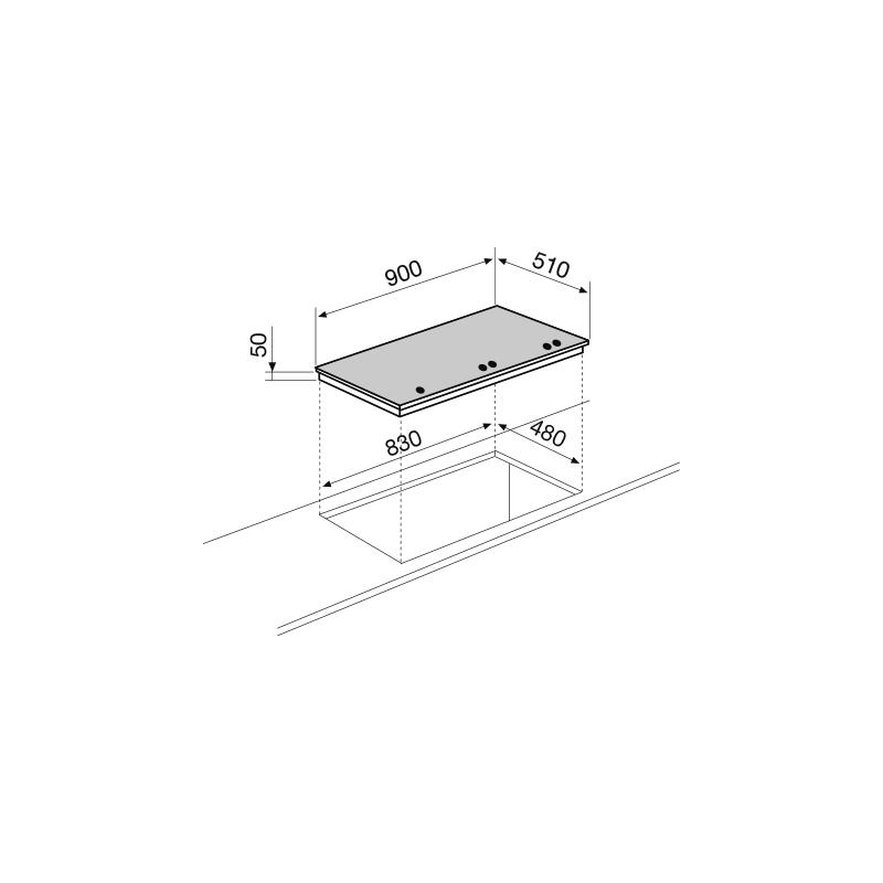GLEM GAS GV95TXBK Piano cottura da incasso 90cm 5 fuochi gas 1 rapido - Vetro nero Affare Del Giorno
