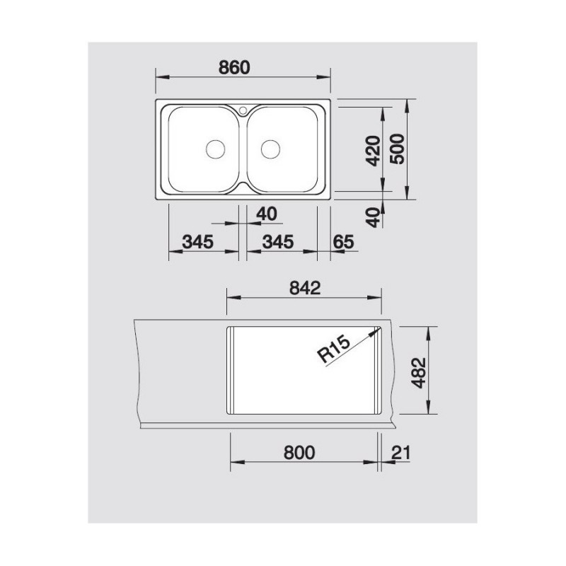 BLANCO 1324949 Lavello Tipo 8 2 vasche 86x50cm Acciaio Inox Online