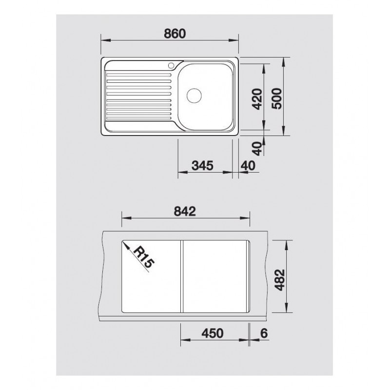 BLANCO 1324947 Lavello Tipo 45 S 1 vasca Dx 86x50cm Acciaio Inox Outlet