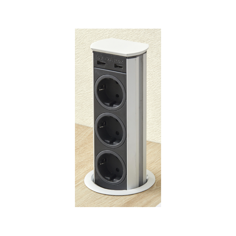 SFL A9503 Torretta multipresa a scomparsa 3 Schuko 2 Usb - Bianco Rilascio limitato