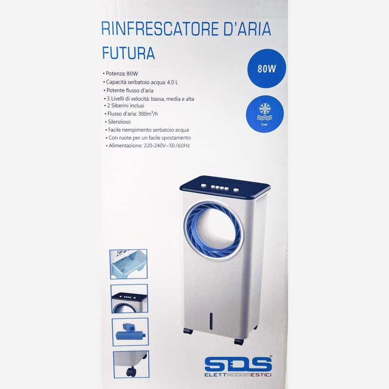 SDS Raffrescatore D'Aria Futura 80 W Capacità 4 0 L Flusso D'aria 300 m3/h - Bianco ACQUISTA ORA