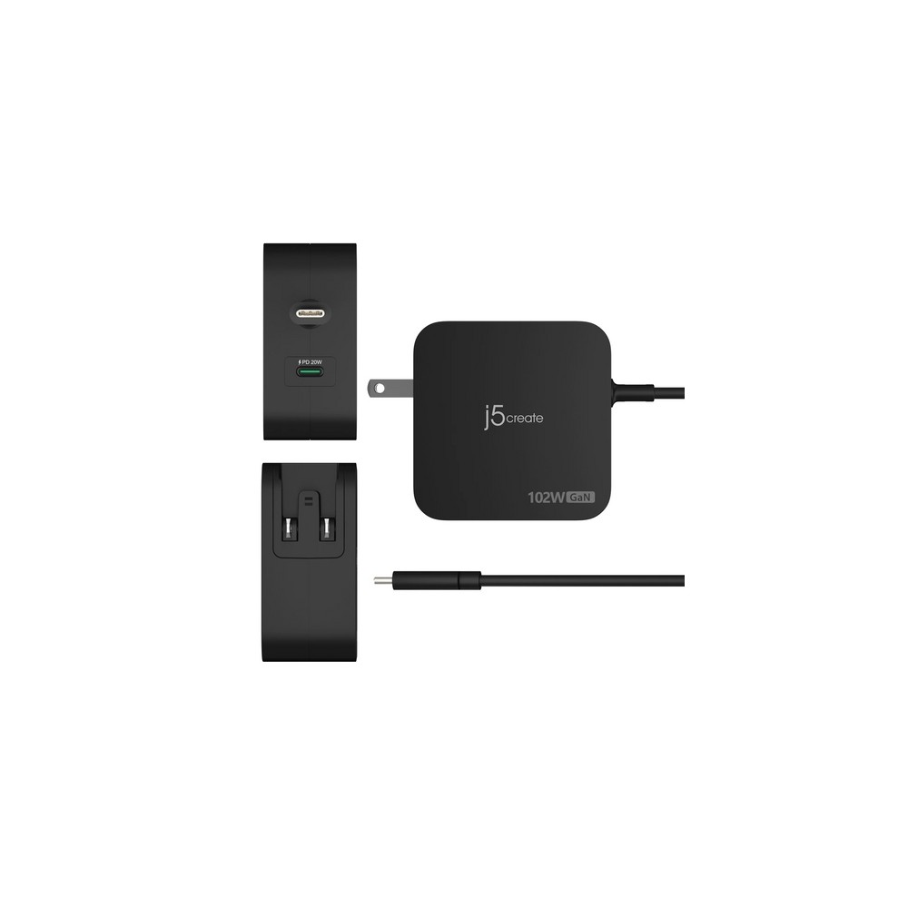 j5create 102W GaN PD USB-C 2-Port Charger with Changeable AC Plugs Sconto