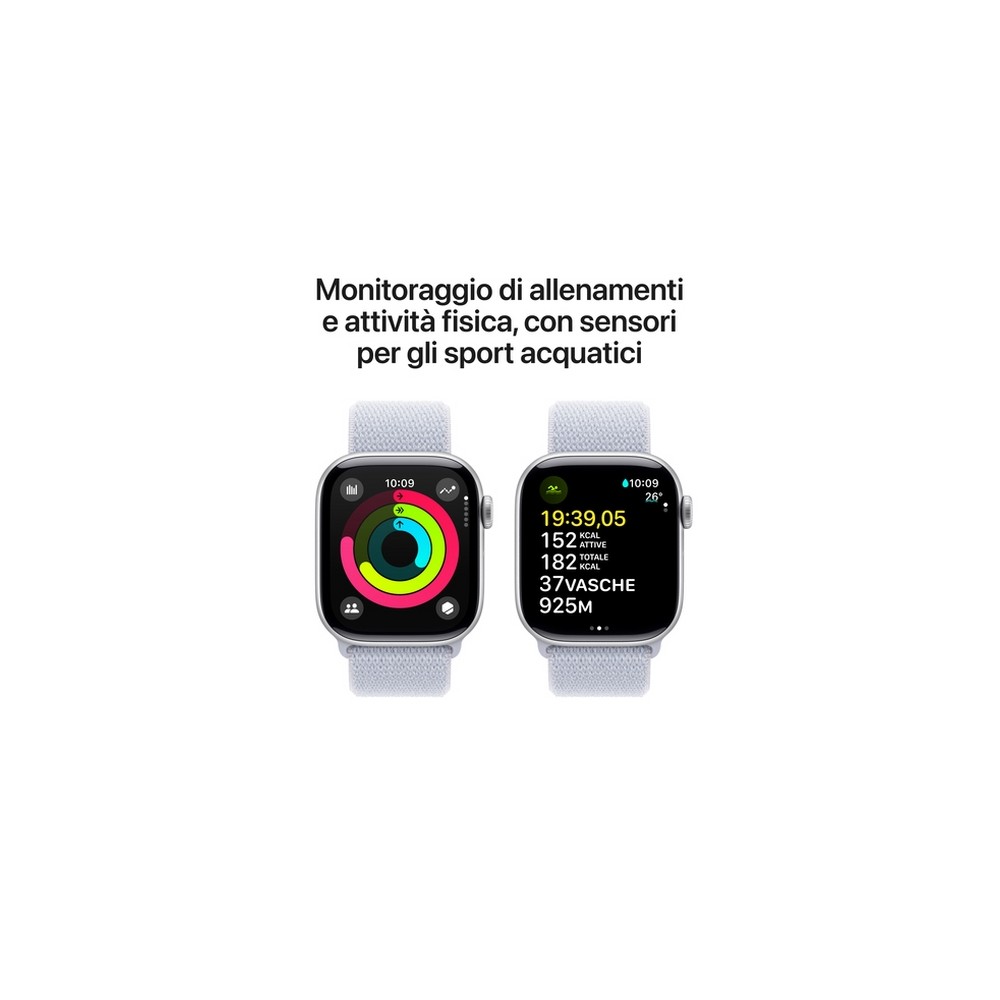APPLE Apple Watch Series 10 GPS + Cellular 42mm Silver Aluminium Case with Blue Cloud Sport Loop ACQUISTA ORA