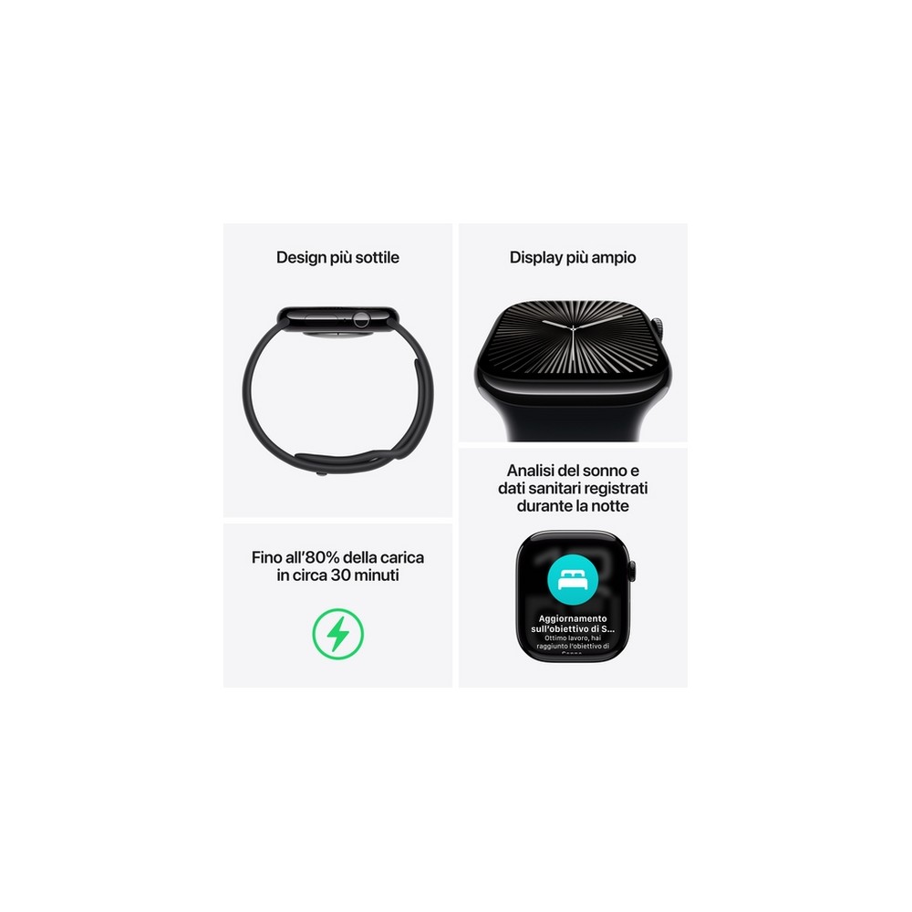APPLE Apple Watch Series 10 GPS + Cellular 42mm Jet Black Aluminium Case with Black Sport Band - S/M Latest stili