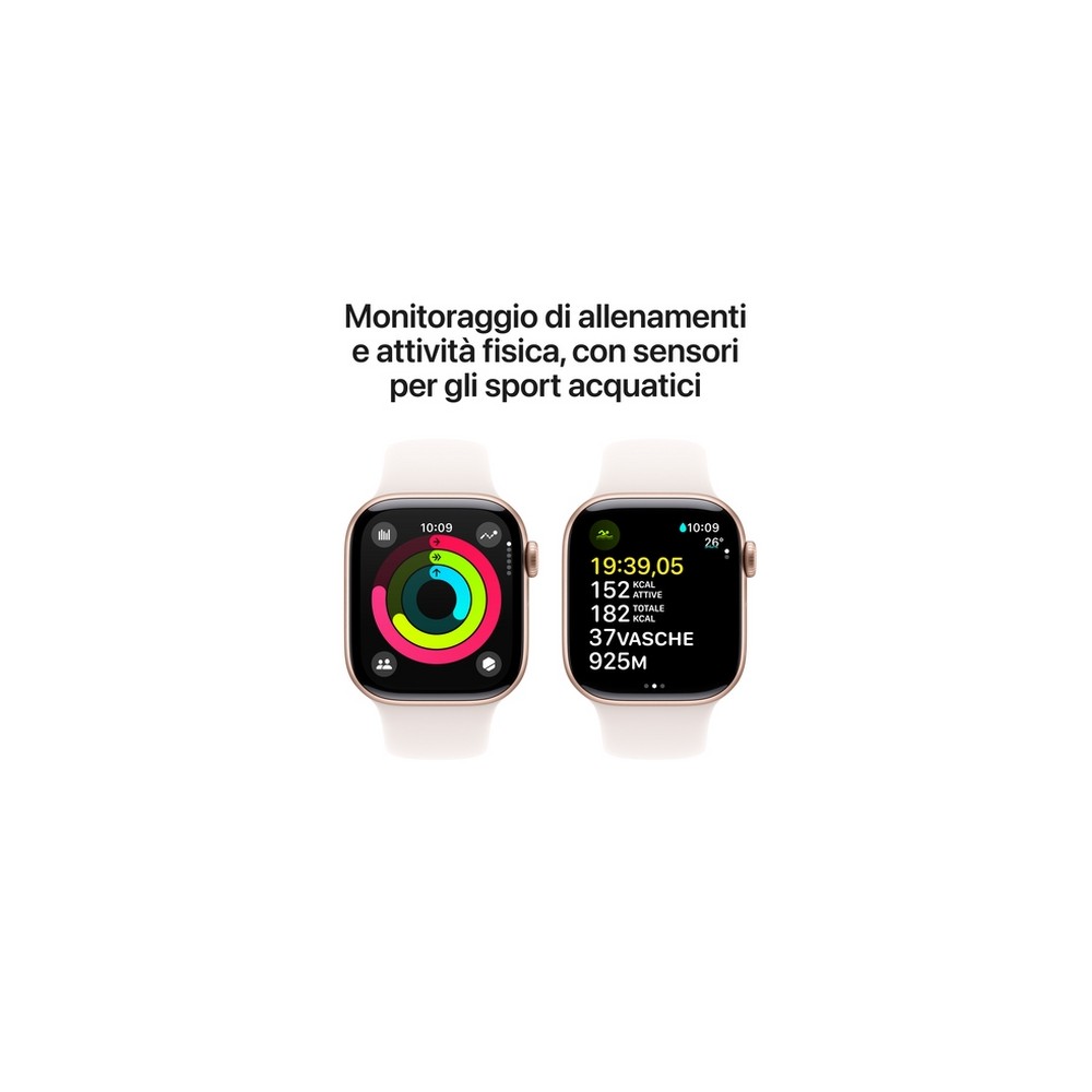 APPLE Apple Watch Series 10 GPS + Cellular 42mm Rose Gold Aluminium Case with Light Blush Sport Band - M/L Fino al 50% di sconto