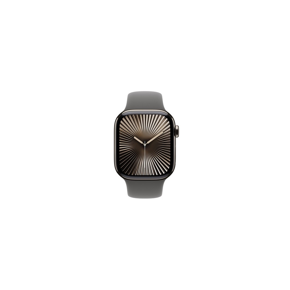 APPLE Apple Watch Series 10 GPS + Cellular 42mm Natural Titanium Case with Stone Grey Sport Band - S/M Fino al 65% di sconto