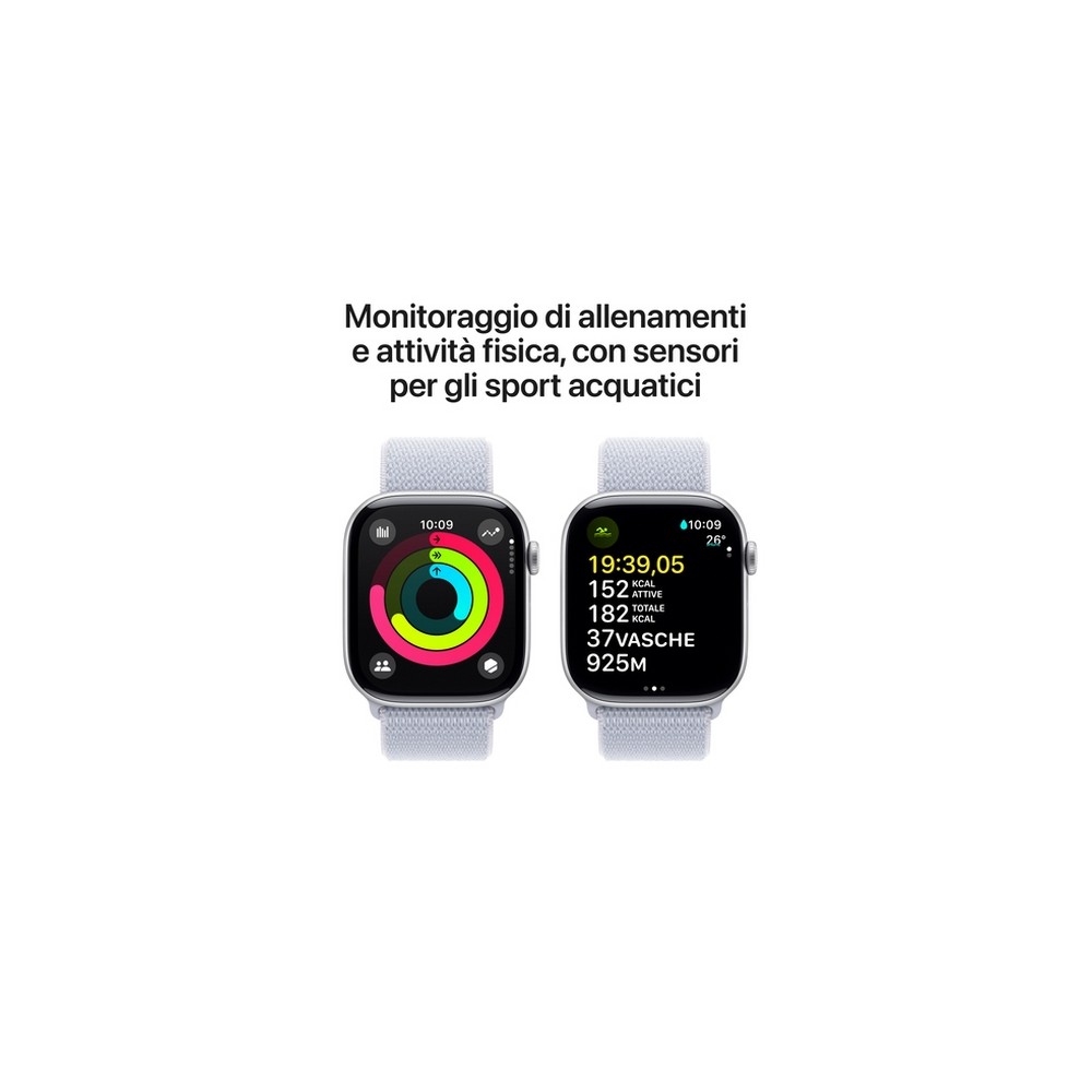 APPLE Apple Watch Series 10 GPS + Cellular 46mm Silver Aluminium Case with Blue Cloud Sport Loop Super sconto
