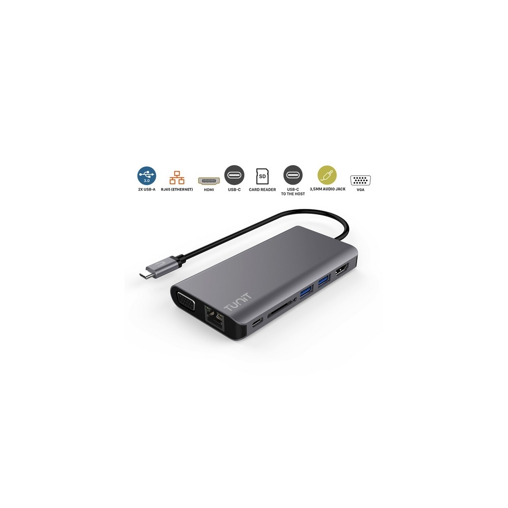 TUNIT Hub USB-C 8 in 1 in alluminio con power delivery - Grigio siderale - Bulk Shopping online