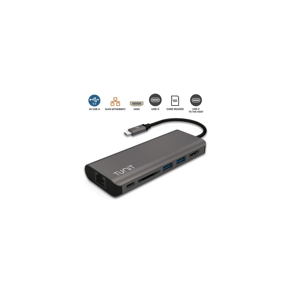TUNIT Hub USB-C 6 in 1 in alluminio con power delivery - Grigio siderale Offerta temporanea
