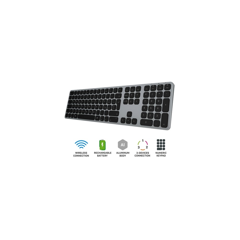 TUNIT Tastiera wireless in alluminio con tastierino numerico - Grigio Siderale ITA Grandi sconti
