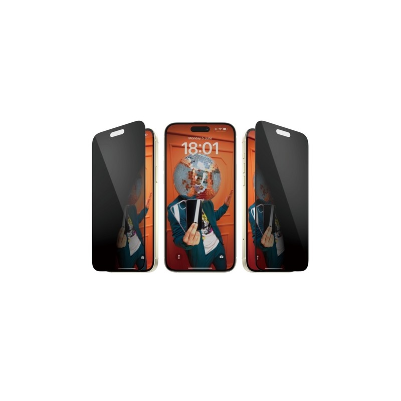PanzerGlass VETRO PROTETTIVO PRIVACY PER IPHONE 15 PLUS ULTRA-WIDE FIT Sostegno trimestrale