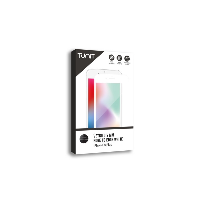 TUNIT Vetro "Edge to Edge"a doppia tempratura per iPhone 8 Plus - Bianco Negozio