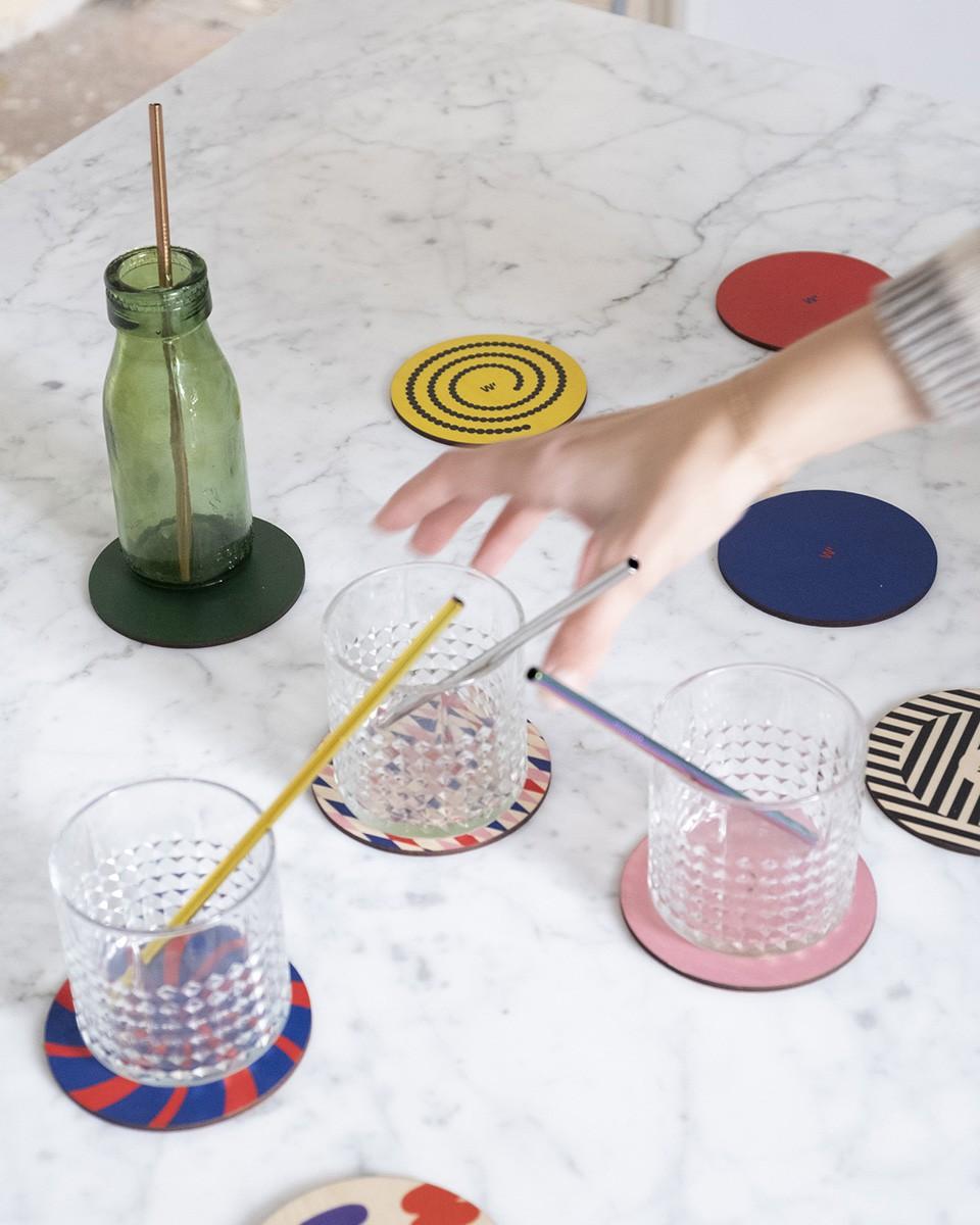 Wood'd FUNKY COASTERS SET Qualità
